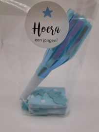 Hoera een broertje Traktatie feesttoeter en een tussendoortje naar keuze