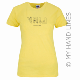 DAMES T-SHIRT "VRIJ" (Merk RUSSELL™)