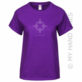 DAMES T-SHIRT PAARS SINGLE FLOWER (Merk FRUIT OF THE LOOM ®)