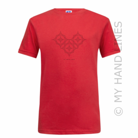 KIDS SLANK T-SHIRT ROOD HART (merk RUSSELL™)