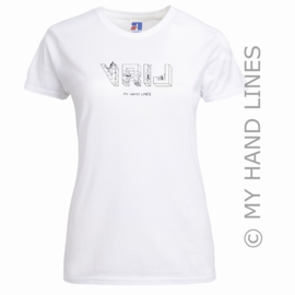 DAMES T-SHIRT "VRIJ" (Merk RUSSELL™)