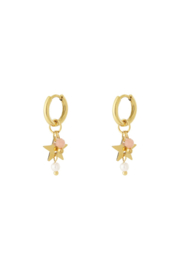 Oorbellen roestvrijstaal ster roze/wit/goud