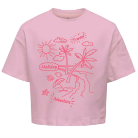Kort shirt ONLY Vacay roze