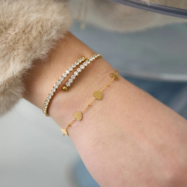 Armbandje roestvrijstaal met hart goud