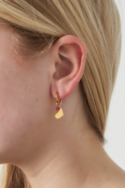 Oorbellen roestvrijstaal hart goud/roze