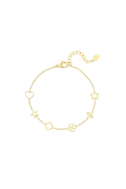 Armbandje roestvrijstaal figuurtjes goud