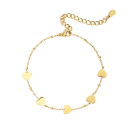 Armbandje roestvrijstaal met hart goud