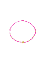 Armbandje hart goud/fuchsia