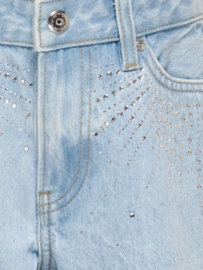 Korte broek ONLY Gabi light blue denim rhinestone