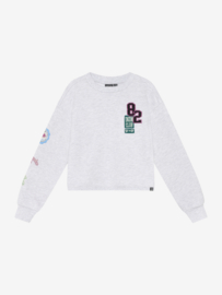 Sweater IBJ GIRLS patches grey white melange 970968