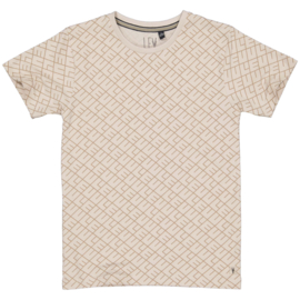 Shirt LEVV kaden aop taupe text