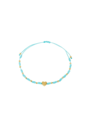 Armbandje hart goud/blauw