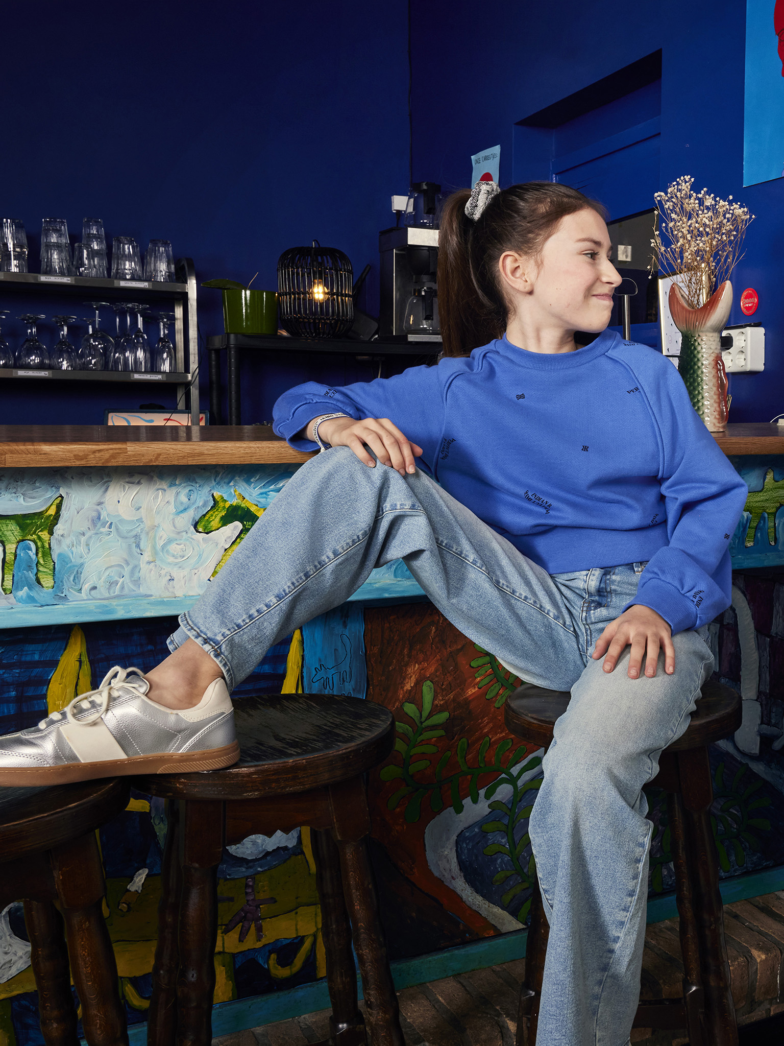Sweater IBJ girls Amparo blue 970466