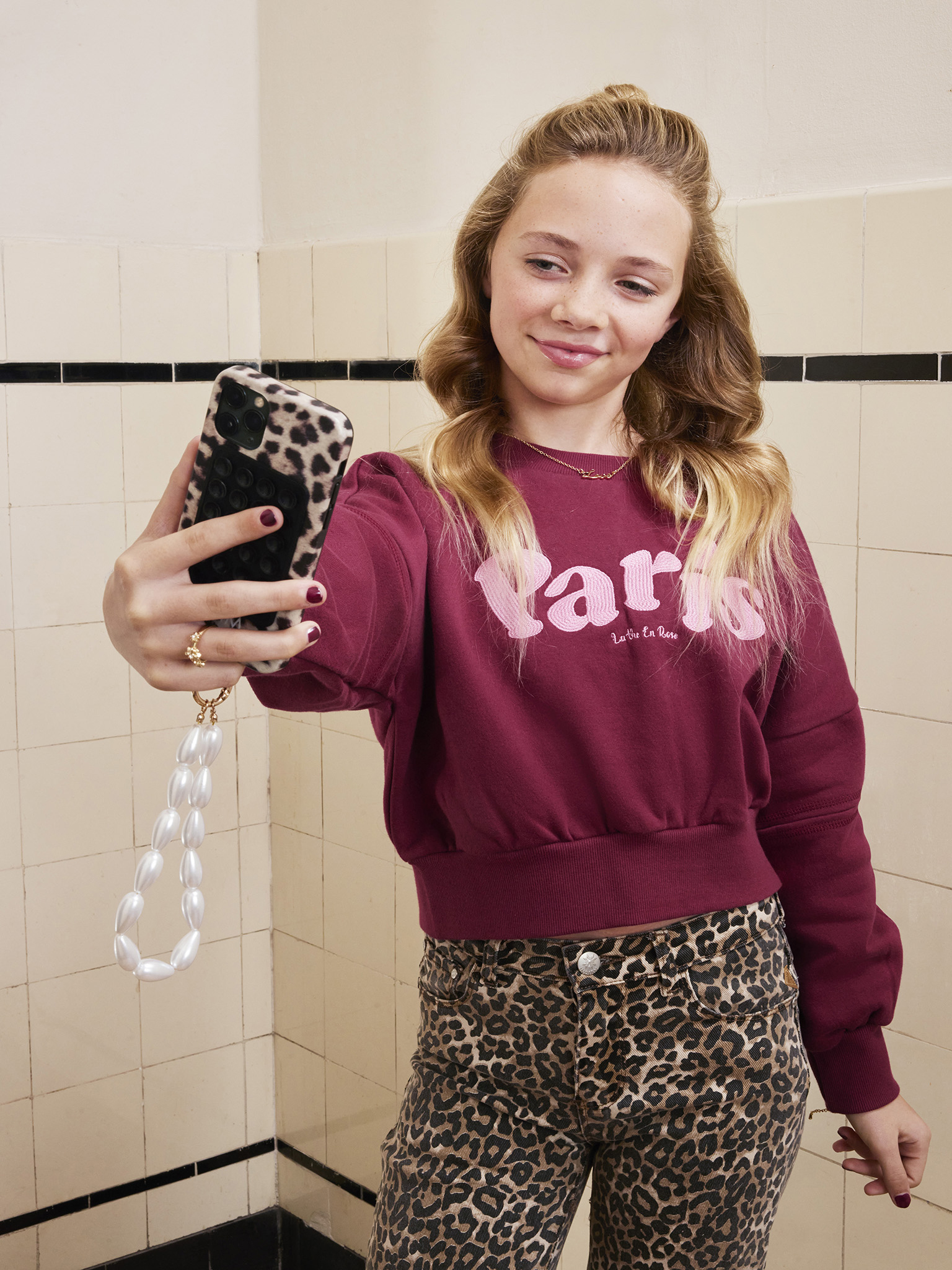 Sweater IBJ girls red plum 970327