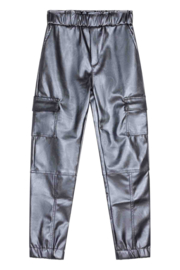 Vegan leather broek IBJ girls dark silver 970042