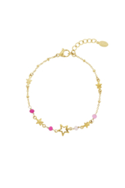 Armbandje roestvrijstaal ster roze/goud