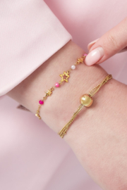 Armbandje roestvrijstaal ster roze/goud