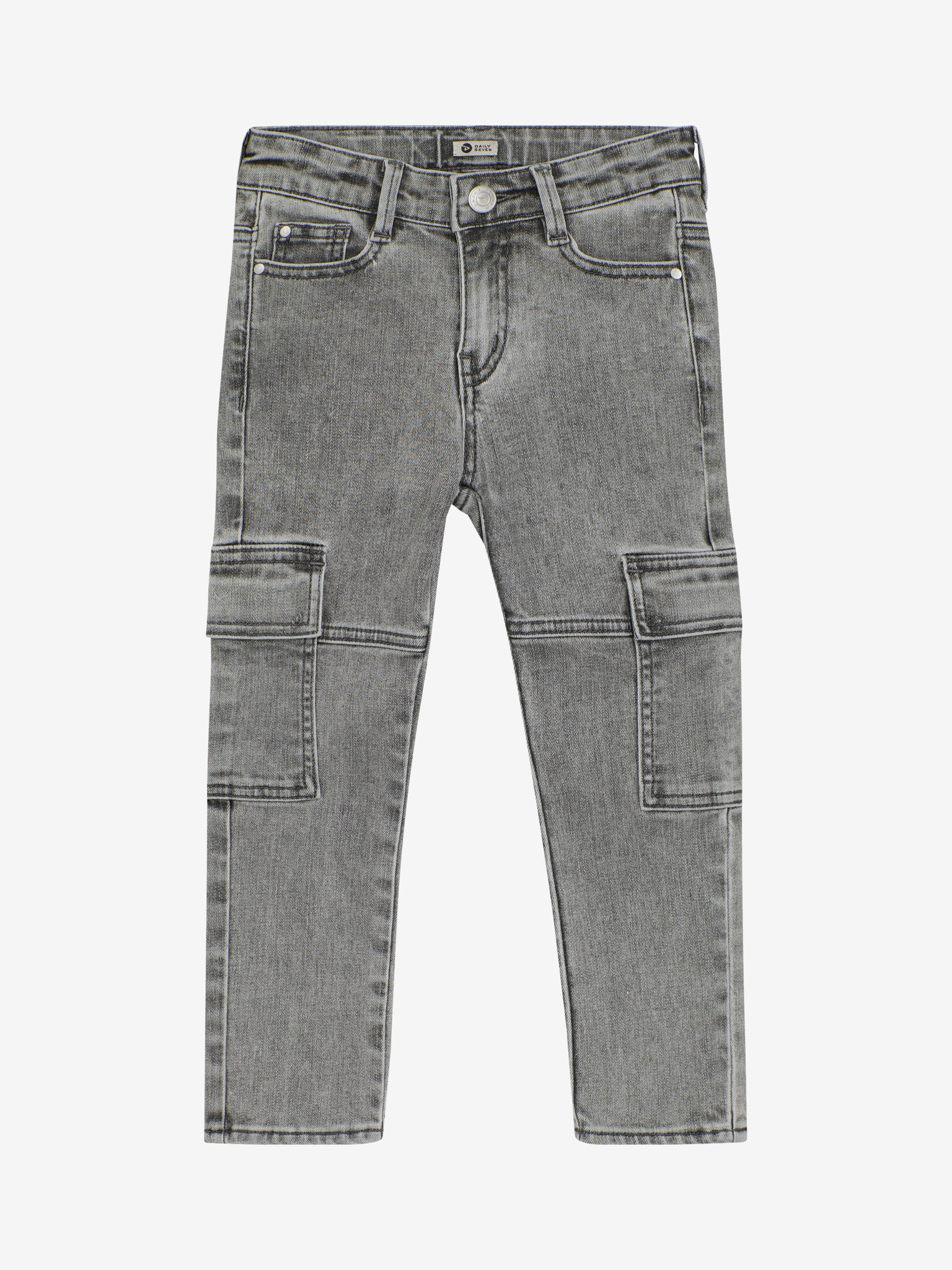 Broek straight fit cargo DAILY7 used grey denim 920206