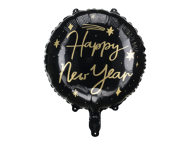 Folieballon Gelukkig Nieuwjaar, 45 cm, zwart