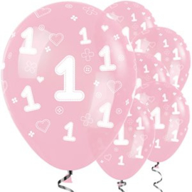 Roze ballonnen 1 jaar Latex