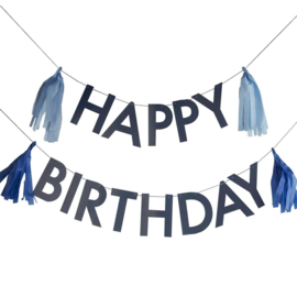 Navy Blue Happy Birthday Slinger Met Tassels