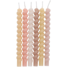 Kaarsjes Twister Pale Pastel - 10 cm - 12 stuks