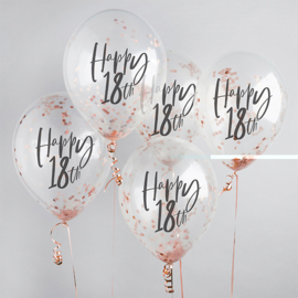Happy 18th Confetti Ballonnen Rosé
