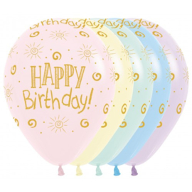 Happy Birthday Pastel Latex Ballonnen