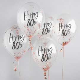 Happy 80th Confetti Ballonnen Rosé