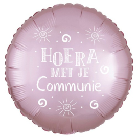 Hoera Met je Communie Roze Folieballon 18"