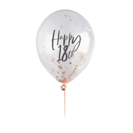 Happy 18th Confetti Ballonnen Rosé