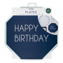 Navy Blue Bordjes Happy Birthday