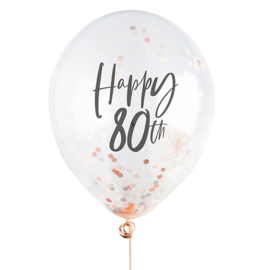 Happy 80th Confetti Ballonnen Rosé