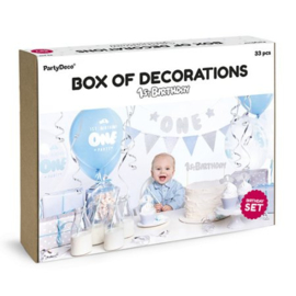 Box Of Decorations 1st Birthday Blauw