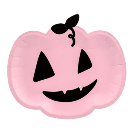 Halloween Roze Pompoen Borden (6st)