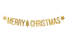 Banner Merry Christmas, goud, 10,5x150cm