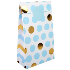 Party Bags Blauwe & Gouden Stippen