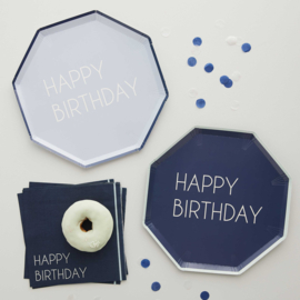 Navy Blue Bordjes Happy Birthday