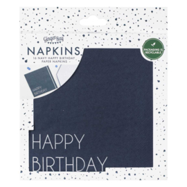 Navy Blue Servetten Happy Birthday