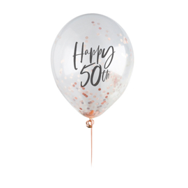 Happy 50th Confetti Ballonnen Rosé