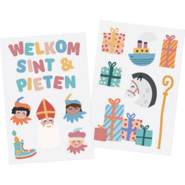 Raamstickers 'Welkom Sint & Pieten' - Sint en Pieten - 13 stuks
