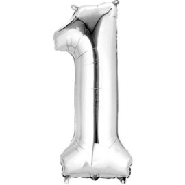 Folieballon 1 zilver 14’’