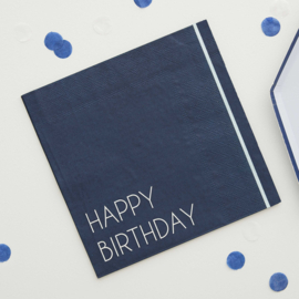 Navy Blue Servetten Happy Birthday