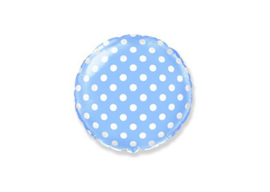 Folieballon Rond Blauw Wit Stippen