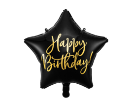 Happy Birthday Folieballon, 40cm, zwart