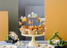 Muffin decoraties - Bouwvoertuigen, 4-7 cm, mix