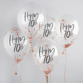 Happy 70th Confetti Ballonnen Rosé