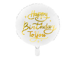 Folieballon Happy Birthday To You, 35cm, wit