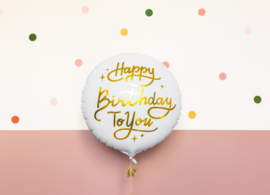 Folieballon Happy Birthday To You, 35cm, wit