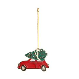 Metalen decoratieve hanger Kerstauto, 9x6,5 cm, mix